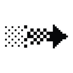 Fototapeta premium Arrow transforming into checkered pattern representing digital transition.