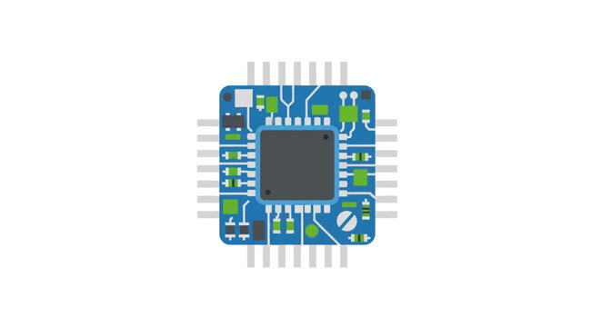 Microchip electronic component closeup view.