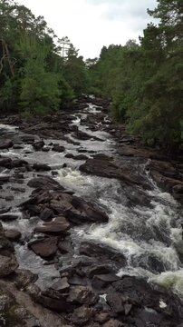 The Falls of Dochart, in the village of Killin in central Scotland.
