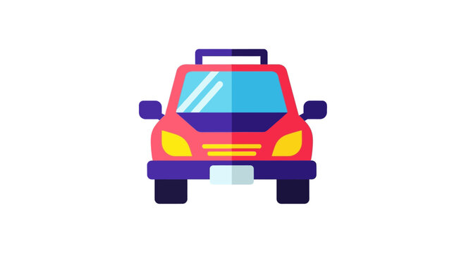 Red Car Front View Illustration.