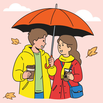 Autumn Coffee Under Umbrella