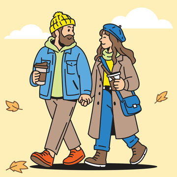 Autumn Coffee Walk Together