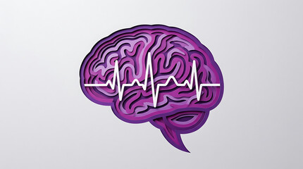Obraz premium Human brain anatomy illustration with heartbeat pulse line medical concept for health and science design