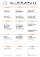 Fototapeta premium Annual Home Maintenance Checklist Planner Template
