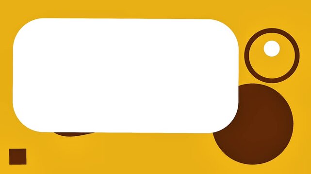 Minimalist motion graphic featuring white rectangles and brown circles on a solid yellow background for presentation and others