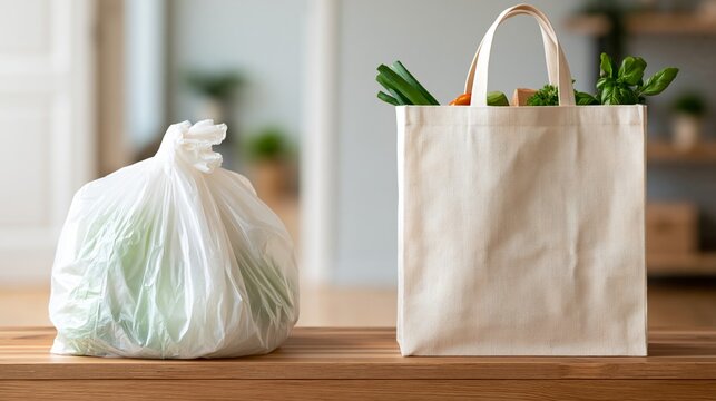 Reusable bag versus plastic bag comparison