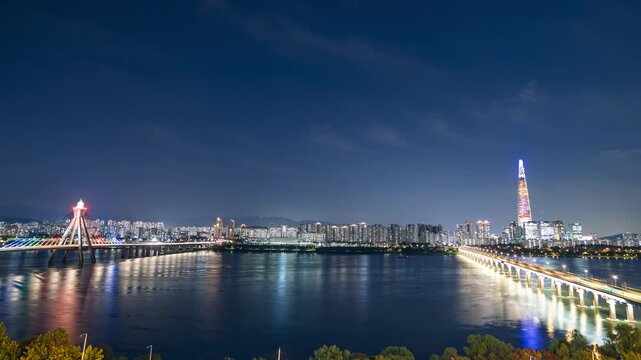 Panoramic View of Seoul City Skyline, Modern Business District and Urban Landscape in South Korea