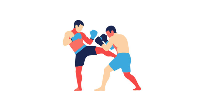 Two Men Engaged in Boxing Match.