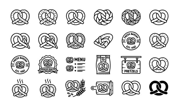 Editable Pretzel Bakery Food Icon Pack Clean Vector Illustration