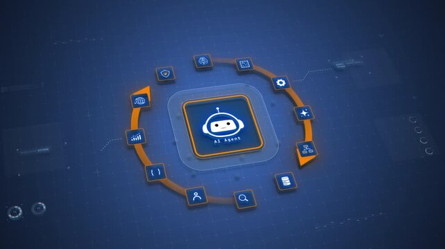 AI Intelligence Core with Circular Loop Reasoning and Autonomous Decision Workflow Motion Graphics