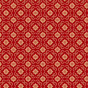 A red seamless design with an exquisite gold Chinese floral pattern.