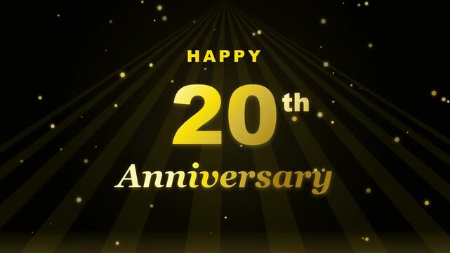 Golden Happy 20th Anniversary text on dark glowing background