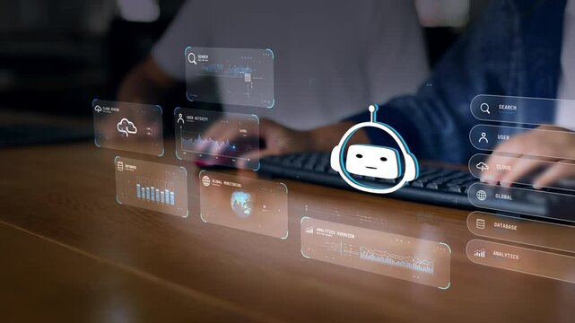 AI Observation Core Dashboard Monitoring Real Time Data Analytics and Signal Collection Motion Graphics