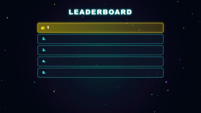 Futuristic neon leaderboard screen overlay for video games