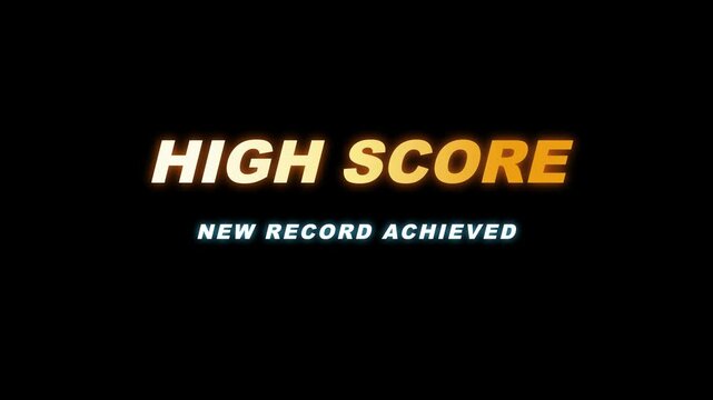 High score and new record text screen for video game user interface
