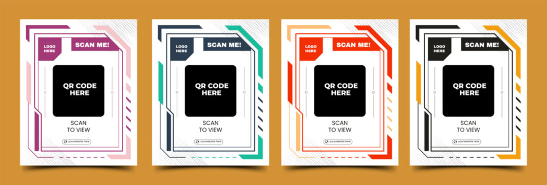 Modern QR Code Banner Template Collection. Banner Templates With Modern Geometric Layout Vector Design.