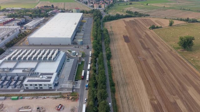 Aerial View Data Center Infrastructure Hub Near Milan Italy