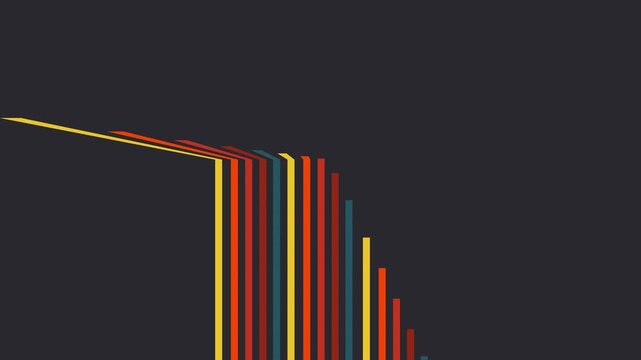 Retro stripes in 3D animation. Dynamic camera for change titles in presentation. Background for text template