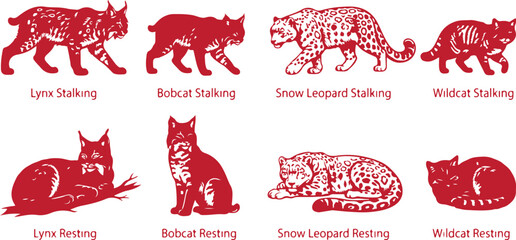 Lynx & Northern Forest Cat Silhouette Set © Eyerin