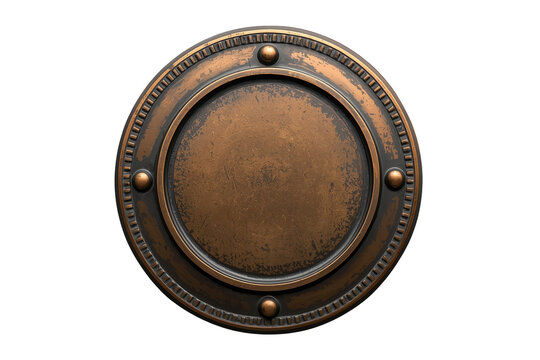 Vintage bronze shield plaque with metal studs