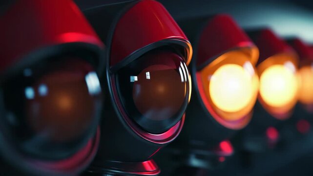 Industrial equipment with glowing red and orange lights