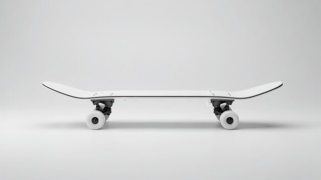 Mockup blank white skateboard isolated on white background