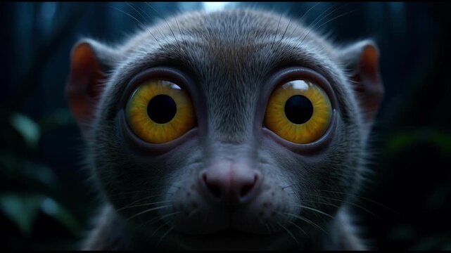 Close-up of serene lemur in dark