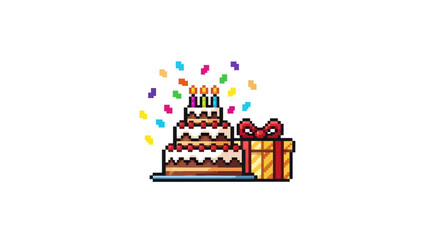 Fototapeta premium Birthday cake with colorful confetti.