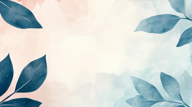 A stylish watercolor-style background featuring pink and blue leaf designs on a white canvas. Perfect for invitations, cards, or social media graphics.