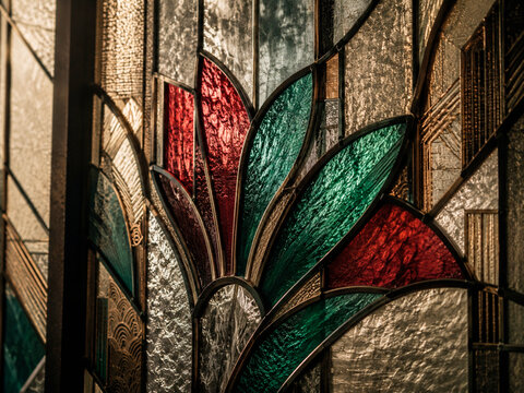Melancholic 1920s French Art Deco Stained Glass Texture