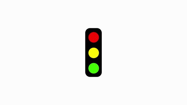 Traffic signal light icon. red green and yellow light. Road safety traffic control light icon animation.Motion graphics of concept