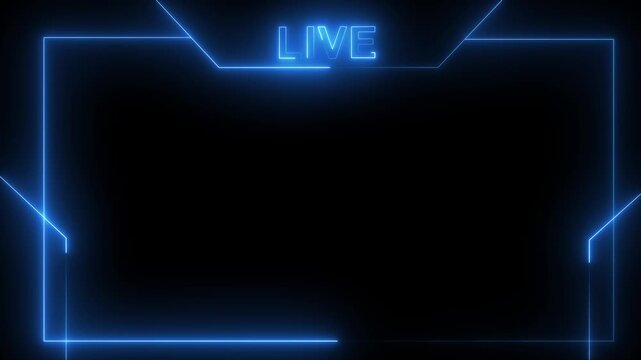 live streaming neon text frame animation box frame neon frame live streaming game live Stream overlay animation.Motion graphics of concept