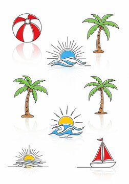 夏の夢、波とヤシの木、そして輝く太陽