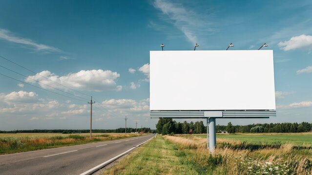 Mockup blank billboard on a roadside in the countryside