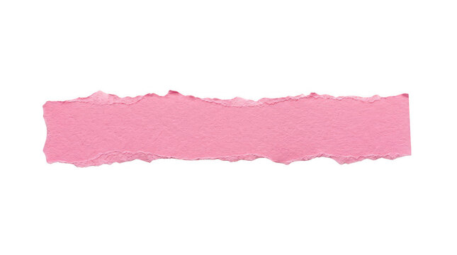 Torn pink paper strip isolated on transparent background