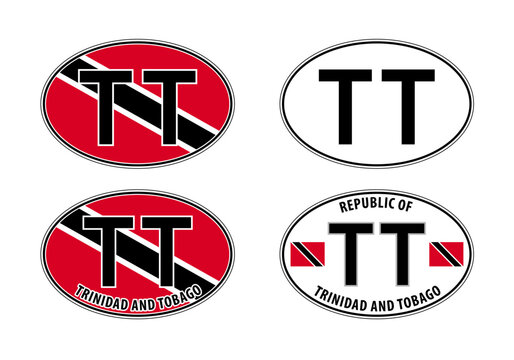 Trinidad and Tobago, oval international vehicle registration code license plate car sticker, vector illustration