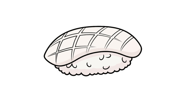 Scored white fish nigiri sushi on rice