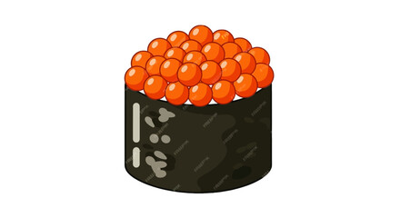 Gunkan maki sushi topped with bright orange salmon roe © nanda
