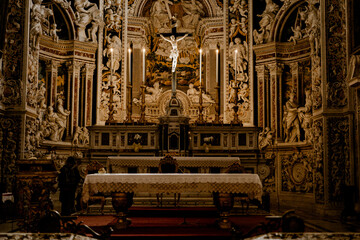 Fototapeta premium High altar and ornate interior decoration of Chiesa del Gesu in Palermo