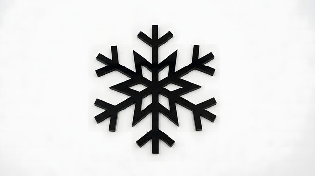 Black snowflake shape isolated on white background, christmas and winter decoration, graphic element.