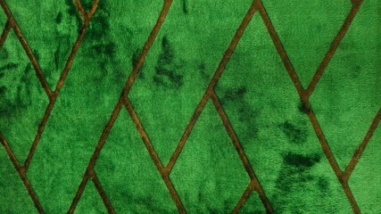 Close up of vibrant emerald green plush fabric, carpet, or cotton towel texture with soft fibers and natural shadows, ideal for backdrop or textile concept design © Fauzi