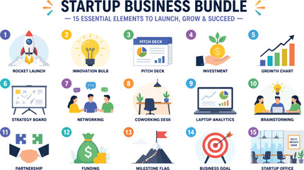 Fototapeta premium Startup Business Bundle Illustrate Startup Abstract Visual Background with Clean Commercial Design Style