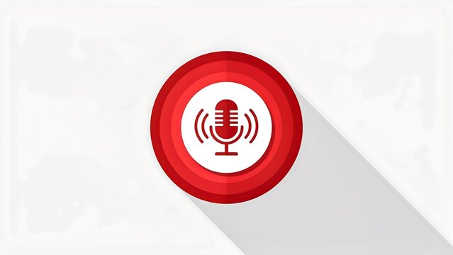Microphone recording button icon for voice communication and audio technology