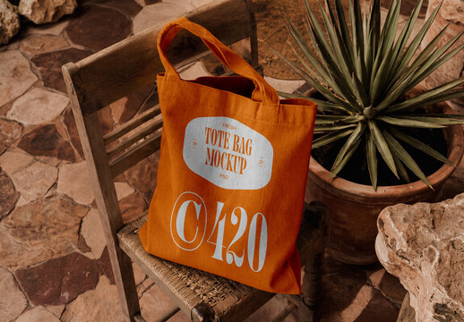 Tote Bag on Chair Mockup