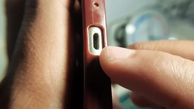 Extreme Macro Close Up of Android Smartphone Micro USB Port