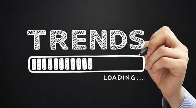 Hand Drawing Trends Loading Bar Concept on Black Background