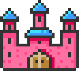 Fototapeta premium Castle With Towers Pixel Art