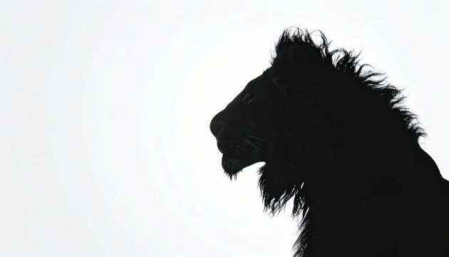 Side profile silhouette of a lion head on white.