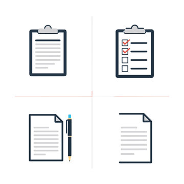 Collection of document and clipboard icons representing tasks, planning, and office work.