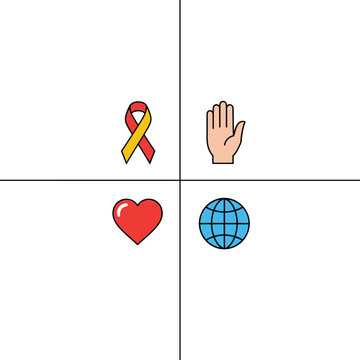 Global awareness, support, love, and protection symbols.